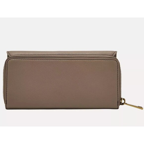 New Fossil Jori Flap Clutch RFID Leather Wallet Vintage Khaki - Picture 3 of 3